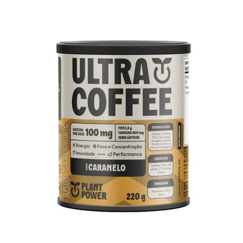 Plant Power Ultracoffee Caramelo 220g Suplemento em Pó Vegano para Energia e Foco