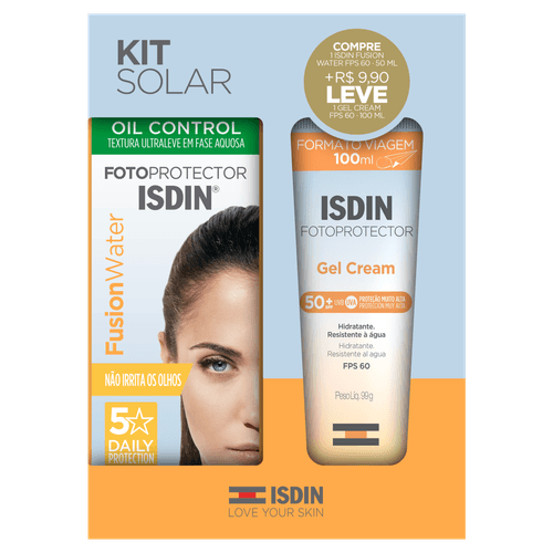 Isdin Kit Protetor Solar Facial Fusion Water FPS60 50ml + Corporal Gel Cream FPS50+ 99g