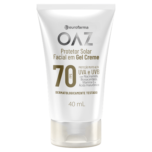 Protetor Solar Facial FPS 70 Gel-Creme 40g com Niacinamida e Ácido Hialurônico