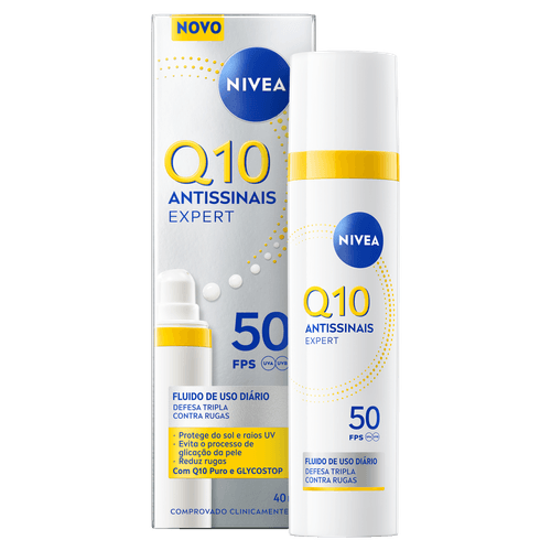 Nivea Hidratante Facial Antissinais Q10 FPS 50 40ml Toque Seco