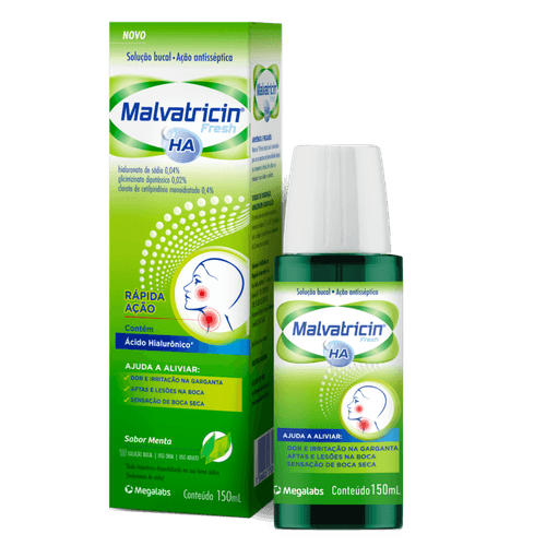 Malvatricin Solução Bucal Antisséptica Menta 150ml para Bochecho e Gargarejo