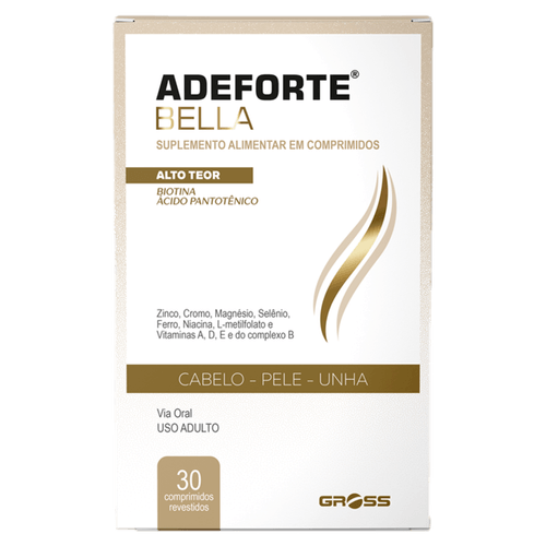 ADEFORTE Bella Suplemento Alimentar para Cabelos, Pele e Unhas 30 Comprimidos com Biotina