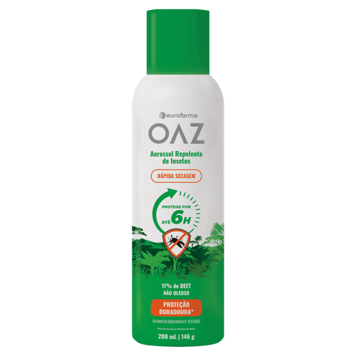 OAZ Repelente Aerossol 200ml 11% DEET Proteção 6h Sem Fragrância