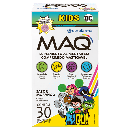 MAQ Suplemento Infantil Morango Zero Lactose Zero Açúcar 30 Comprimidos Asma/Rinite