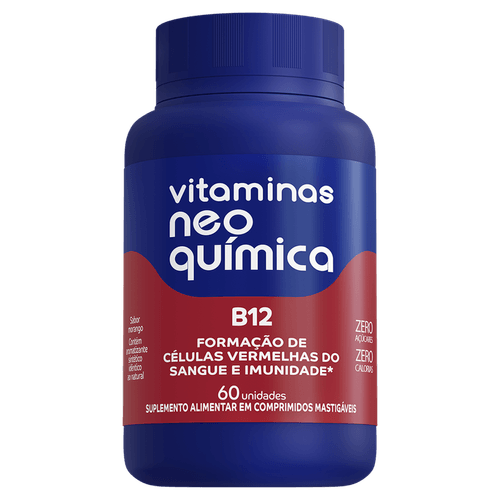 CENTROTABS Vitamina B12 (Metilcobalamina) 60 Comprimidos Mastigáveis Morango