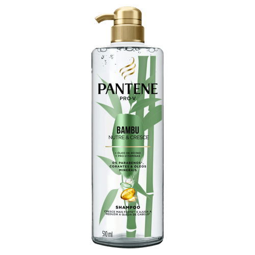 Pantene Shampoo Bambu Nutre & Cresce 510ml Óleo de Rícino e Pantenol para Cabelos Frágeis