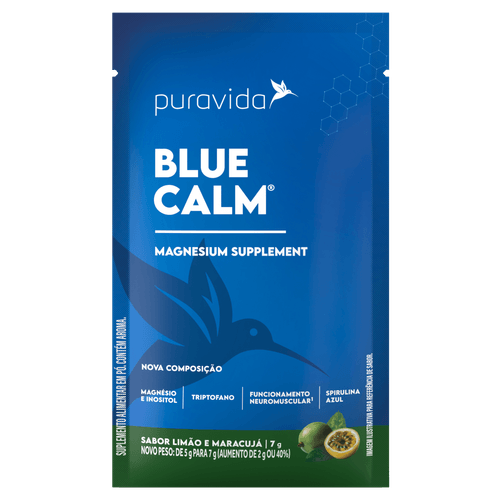 Puravida Suplemento em Pó Blue Calm Limão e Maracujá - Magnésio Bisglicinato 7g