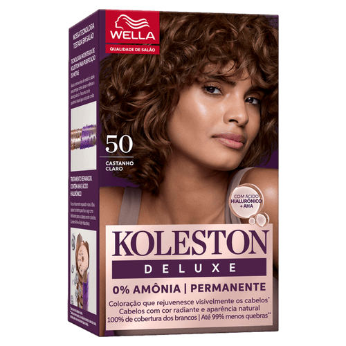 Koleston Coloração Permanente Deluxe Creme 50 Castanho Claro Sem Amônia 100% Cobertura