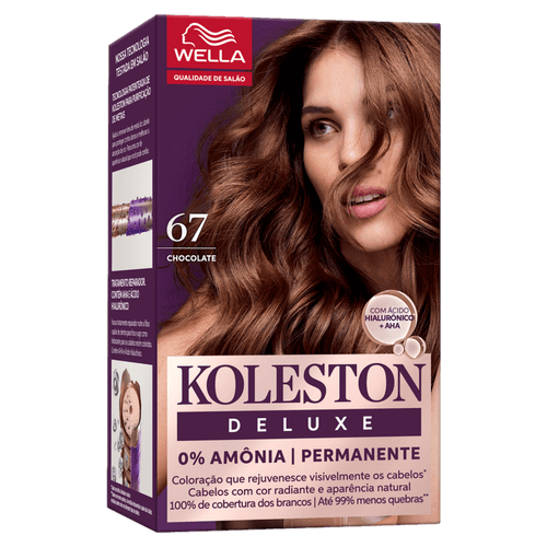 Koleston Coloração Permanente Creme Deluxe 67 Chocolate Sem Amônia Ácido Hialurônico