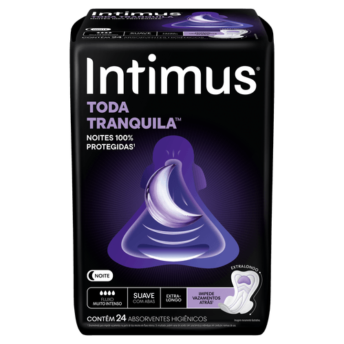 Absorvente Toda Tranquila Noite Suave Extra Longo com Abas 24 Unidades Intimus