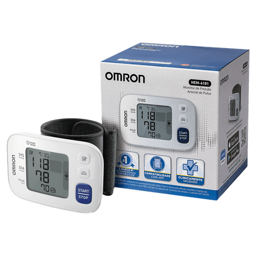 Monitor Pressão Arterial Digital Pulso HEM-6181 Intellisense Compatível App Omron