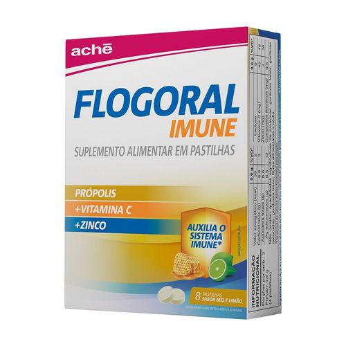 Flogoral Pastilha Imune Mel e Limão Aché - 8 Unidades