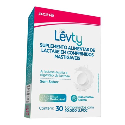 Lévty Suplemento Alimentar de Lactase Sem Sabor Aché - 30 Comprimidos