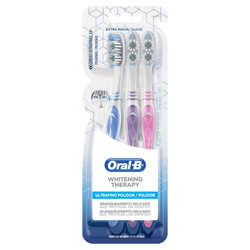 Escova de Dentes Whitening Therapy 3 un Cerdas Ultrafinas Extra Macias Oral-B