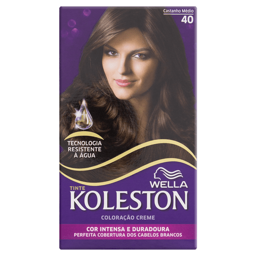 Coloração Permanente Koleston 40 Castanho Médio Kit 4 aplicações 55g+55ml+22ml+40ml