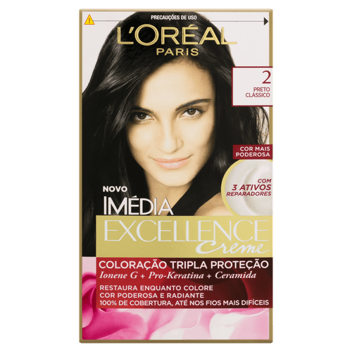 Coloração Permanente Imedia Excellence 2 Preto Clássico Kit 47g+70ml+50ml+12ml Imedia