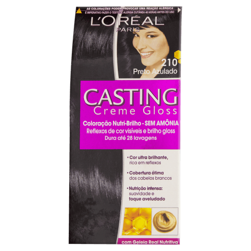 Kit Coloração Creme Casting Gloss 210 Preto Azulado L'Oréal Paris