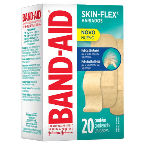 Curativo Skin-Flex Variados 20Un Adesivo Acrílico Hipoalergênico Band-Aid
