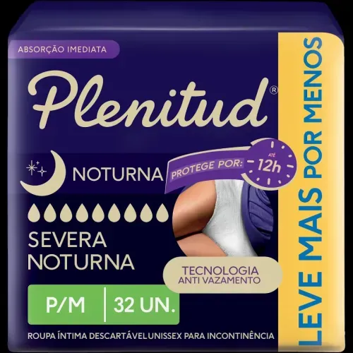 Roupa Íntima Descartável Unissex Plenitud Noturna P/M Pacote 32 Unidade