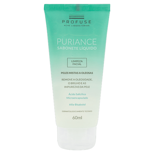 Sabonete Líquido Puriance Limpeza Facial Peles Mistas a Oleosas 60 ml Profuse