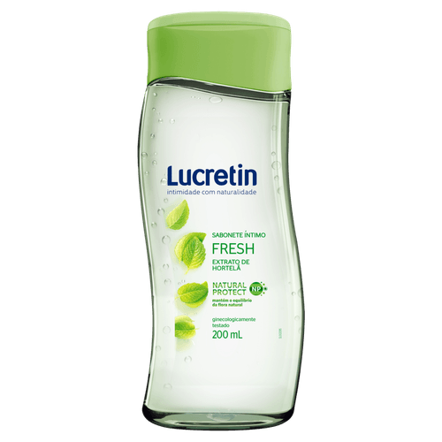 Sabonete Líquido Íntimo Fresh 200ml Extrato de Hortelã Natural Protect Lucretin