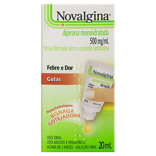 Analgésico e Antitérmico Dipirona Novalgina 500mg/ml Gotas 20ml