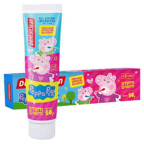 Gel Dental Infantil Peppa Pig 50g Tutti-Frutti Dentalclean com Flúor Anticáries