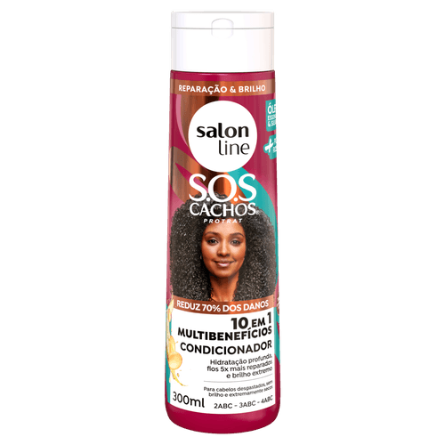 Condicionador S.O.S Cachos Poderosos 300ml Salon Line para ondulados, cacheados e crespos