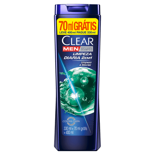 Shampoo Anticaspa 2 em 1 Clear Men 400ml Clear