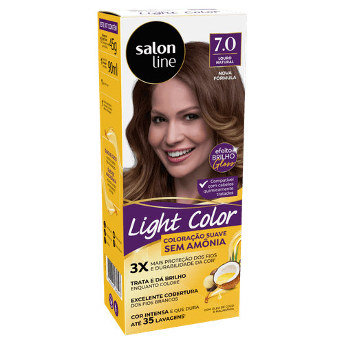 Coloração Semipermanente Light Color 7.0 Louro Natural 45g+90ml Salon Line