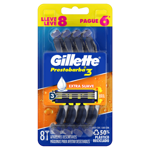 Kit Aparelho Prestobarba 3 - Leve 8 Pague 6 - Gillette Prestob3