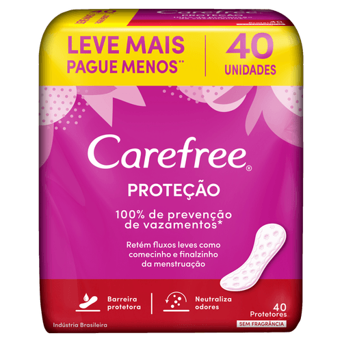 Protetor Diário 40 Unidades Sem Perfume Carefree