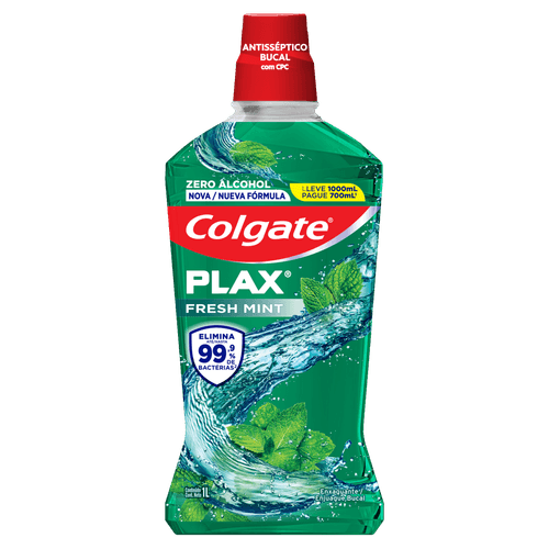 Enxaguante Bucal Plax Zero Álcool 1000ml Fresh Mint Colgate