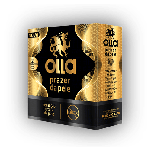 Preservativo Masculino Prazer da Pele 2 Unidades Poliisopreno Lubrificado Olla