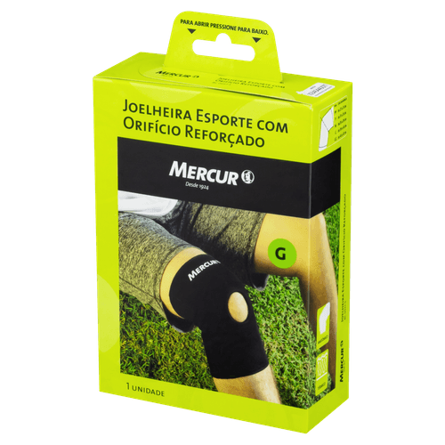 Joelheira Esporte Com Orifício Reforçado Mercur Tamanho G Com 1 Unidade