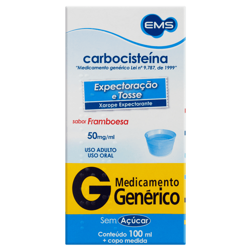 Carbocisteína 50mg/ml - Xarope Expectorante Adulto - Genérico EMS - 100ml