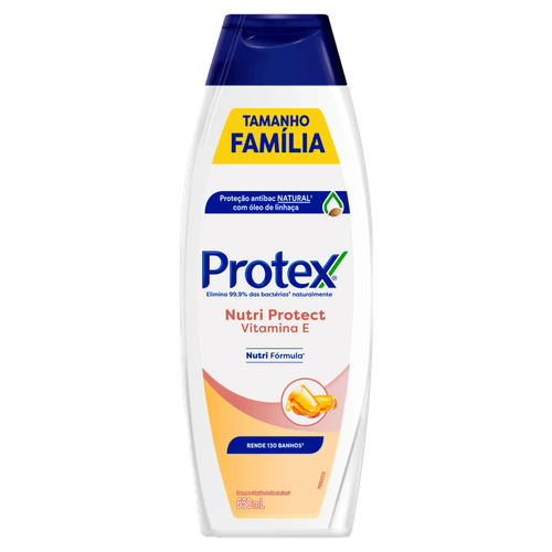 Sabonete Líquido Nutri Protect Antibacteriano 650ml Vitamina E Óleo de Linhaça Protex