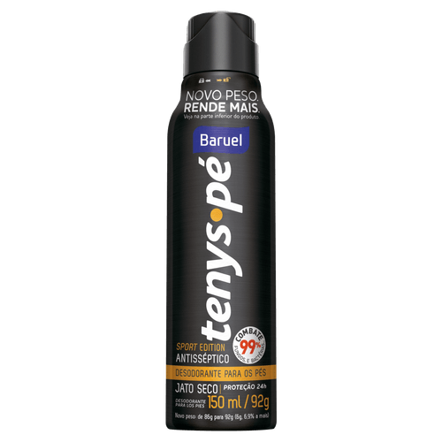 Desodorante Jato Seco para os Pés Baruel Tenys Pé Sport Edition Frasco 150ml Spray