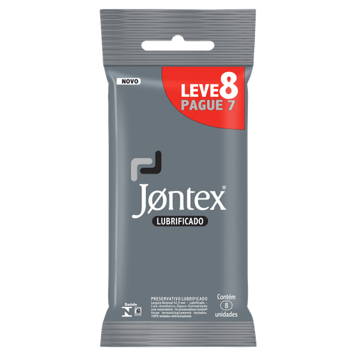 Preservativo masculino Lubrificado L8P7 8 unidades poliisopreno óleo de silicone Jontex