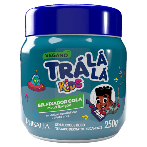 Gel fixador infantil Tra La La Kids Efeito Cola 250g - Mega fixação vegano