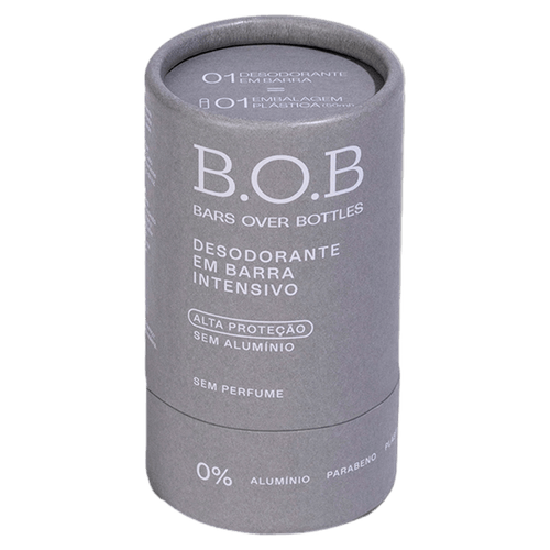BOB Desodorante em Barra Intensivo 24h Sem Perfume 50g Vegano Sem Alumínio