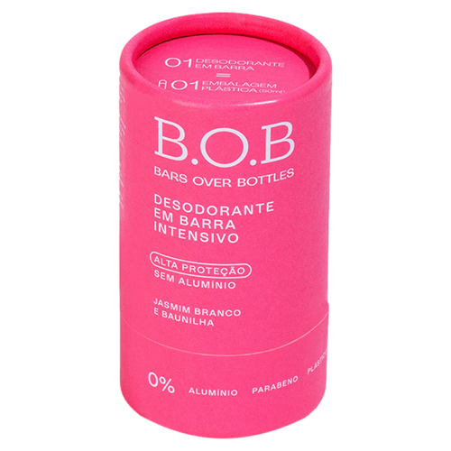 BOB Desodorante em Barra Sólido 50g Jasmim e Baunilha 24h Vegano Sem Alumínio