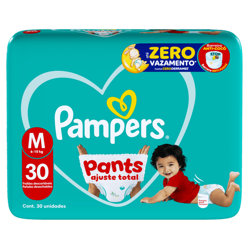 Pampers Pants Fralda Roupinha Ajuste Total M (6-10kg) 30 Unidades Proteção 12h
