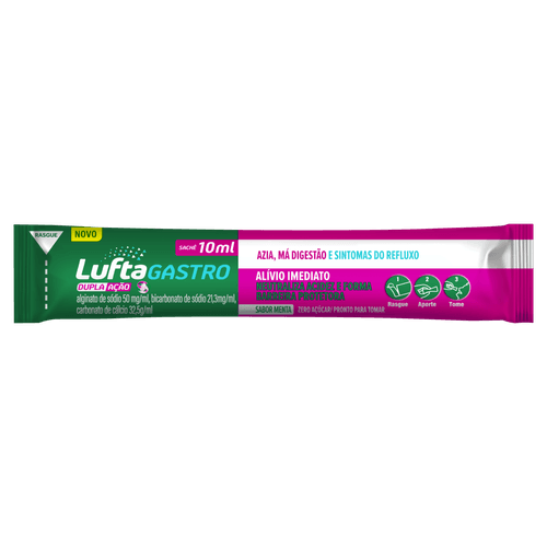 LUFTAGASTRO Suspensão Oral Dupla Ação 50 mg/ml Menta 24 sachês 10 ml