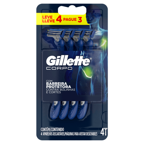 Aparelho Descartável Gillette Corpo – 4 Unidades