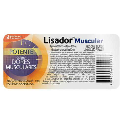 Lisador Muscular 600mg - 6 Comprimidos