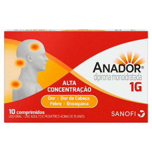Analgésico Dipirona Monoidratada Sanofi 1g Comprimido 10 Unidades