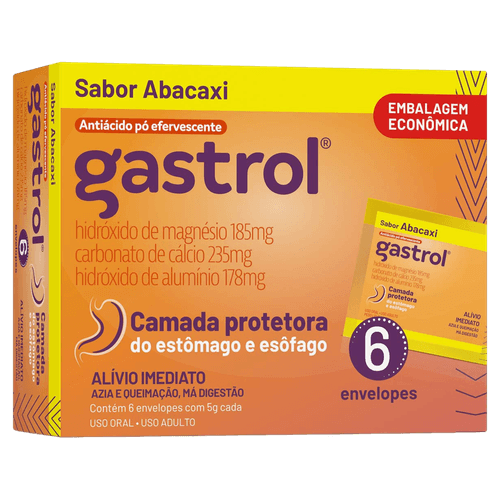 Antiácido Gastrol Pó Efervescente Abacaxi 6 Sachês 5g