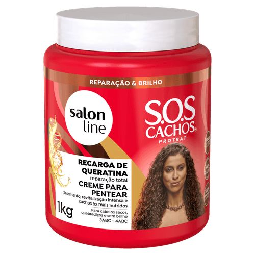 Creme de Pentear SOS Cachos Recarga de Queratina 1kg Salon Line para Cachos e Crespos