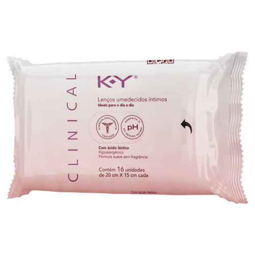 Lenço Umedecido Íntimo sem Perfume K-Y Clinical - 16 Folhas